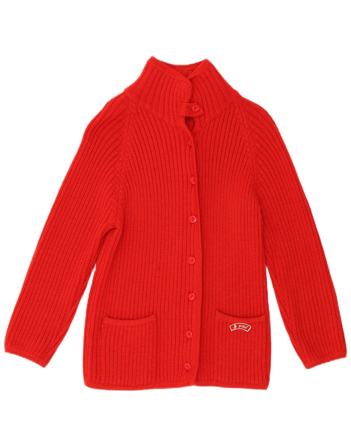 vintage Femme Cardigan Pull UK 10 Petite Laine Rouge