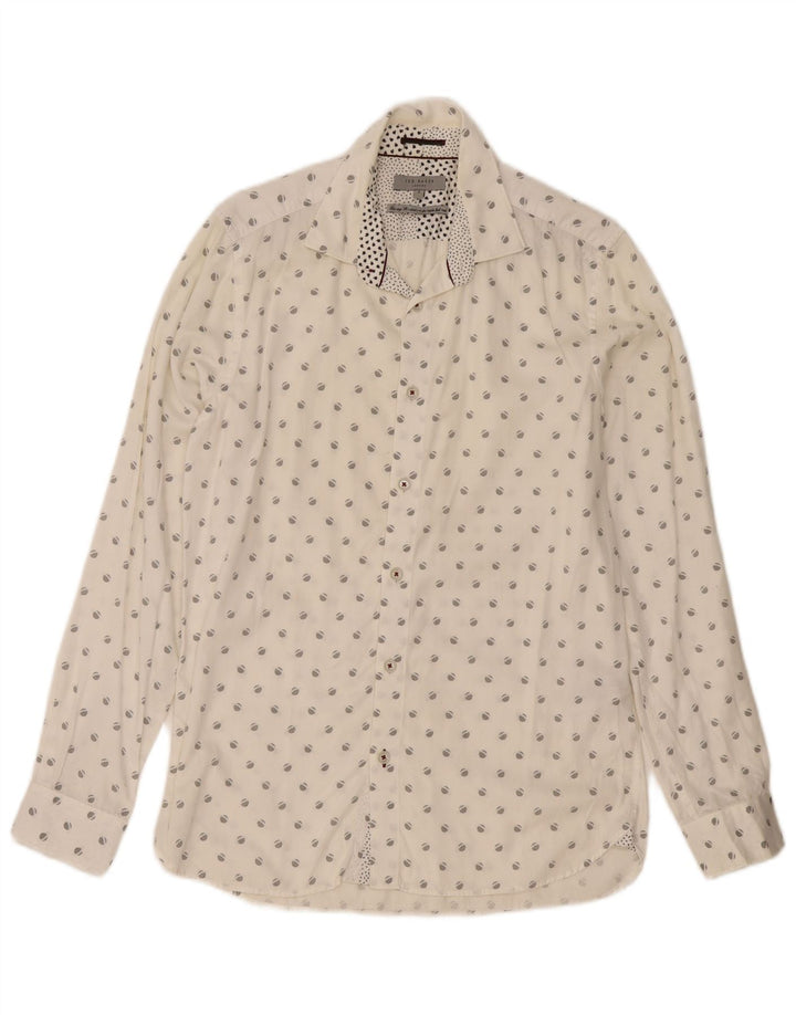 Ted Baker Chemise à motif abstrait pour homme Taille 3 Coton blanc moyen