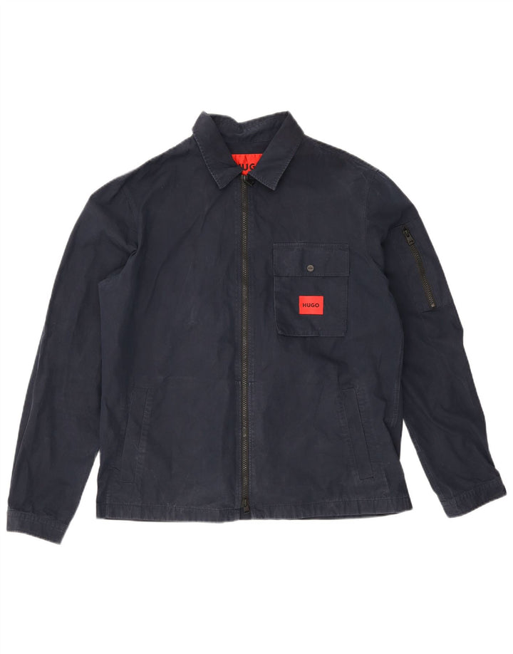 HUGO BOSS Veste Bomber Homme UK 38 Bleu Marine Moyen Coton