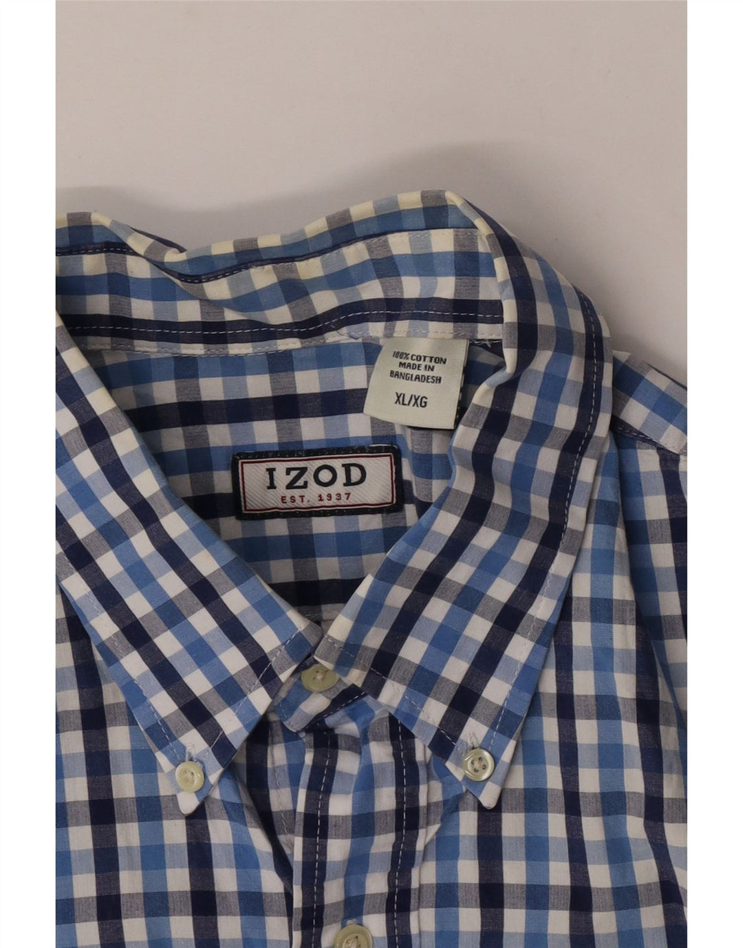 Izod Chemise à manches courtes pour homme XL en coton vichy bleu