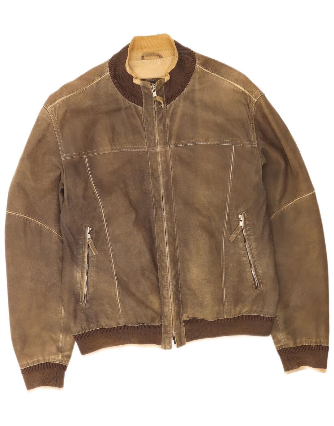 Gimo's Veste bomber en cuir pour homme UK 40 Large Marron