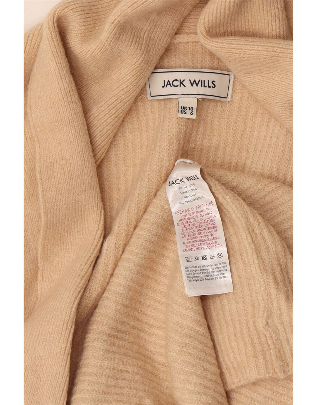 Jack Wills Pull cardigan long surdimensionné pour femme UK 10 Petit Beige