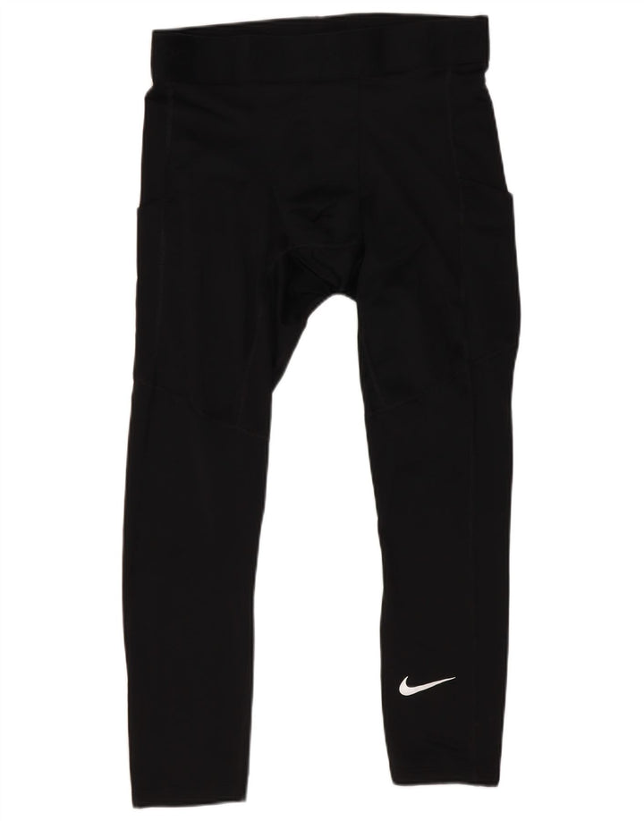 Legging court Nike pour femme, coupe serrée, UK 12, noir moyen, polyester