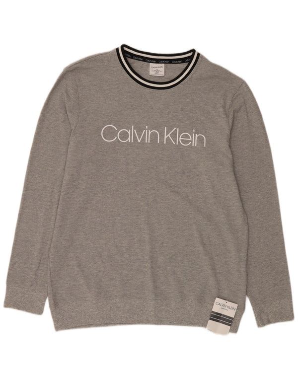 Calvin Klein Pull graphique à col rond pour homme - Large rayures grises
