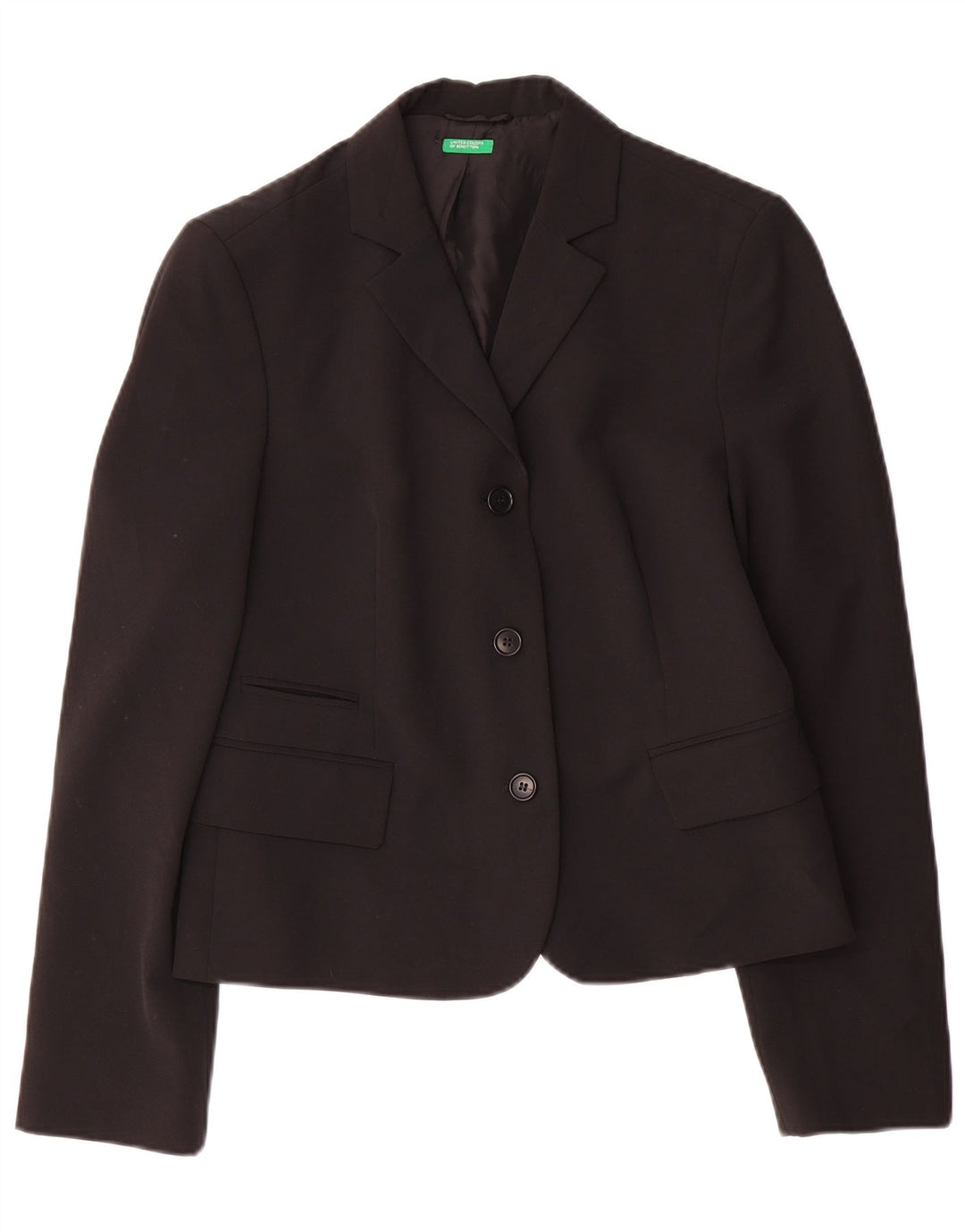 BENETTON Veste Blazer 3 Boutons Femme IT 44 Noir Moyen Polyester