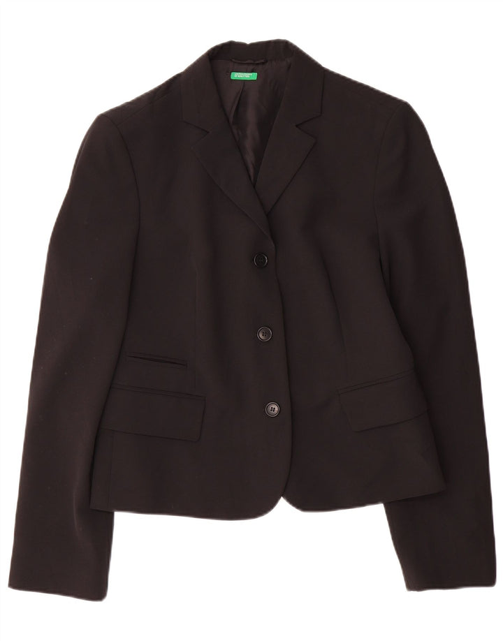 BENETTON Veste Blazer 3 Boutons Femme IT 44 Noir Moyen Polyester