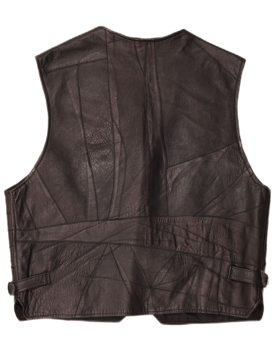 VINTAGE Gilet en Cuir Homme XL Noir