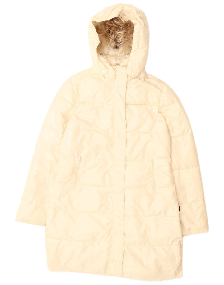 Kappa Manteau rembourré à capuche pour femme UK 12 Medium Off White Polyester
