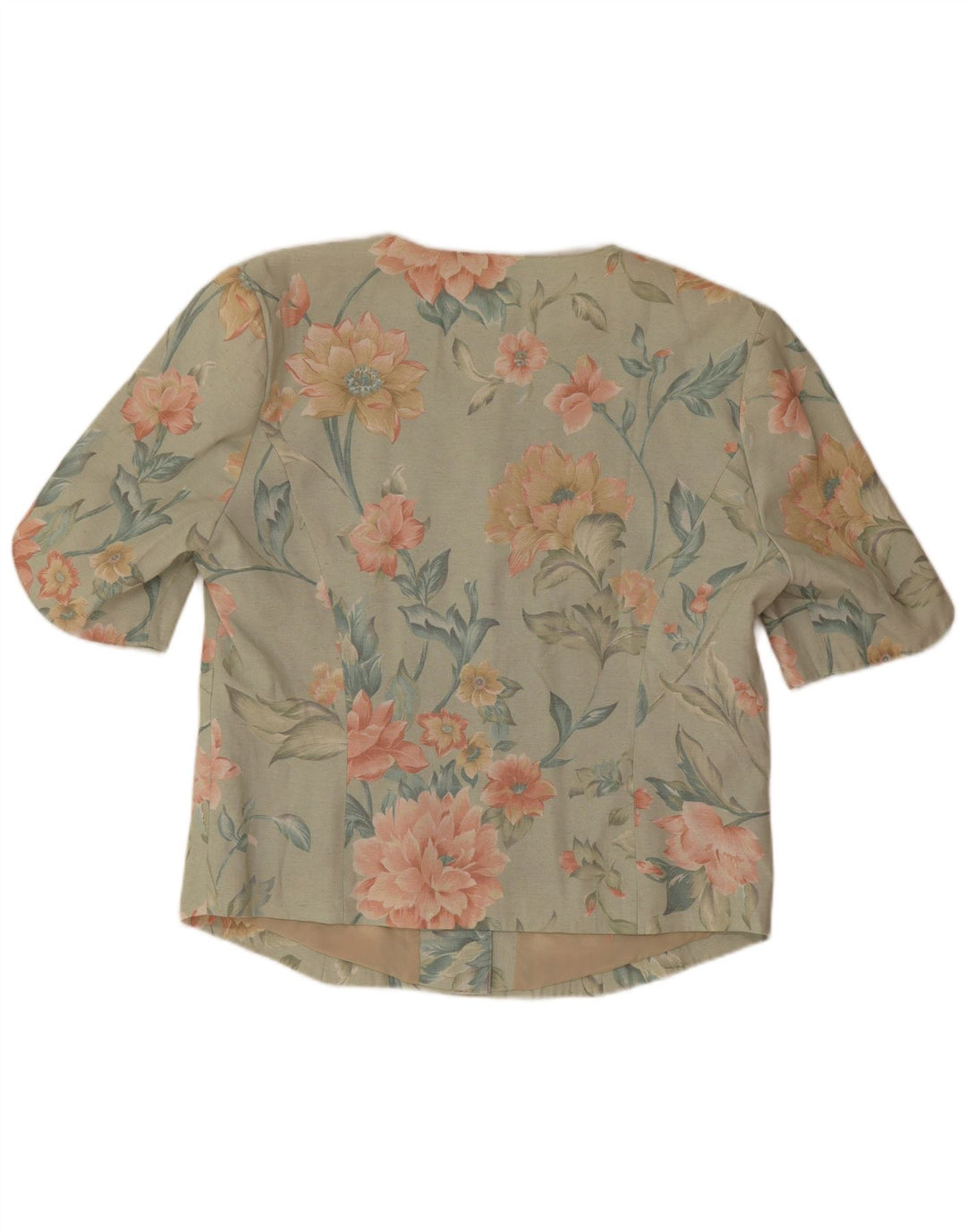 Clover Veste blazer à manches courtes 3 boutons pour femme UK 12 Vert moyen floral