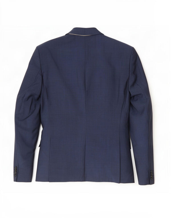 Zara Veste Blazer 2 Boutons Homme EU 52 Grande Laine Bleu Marine