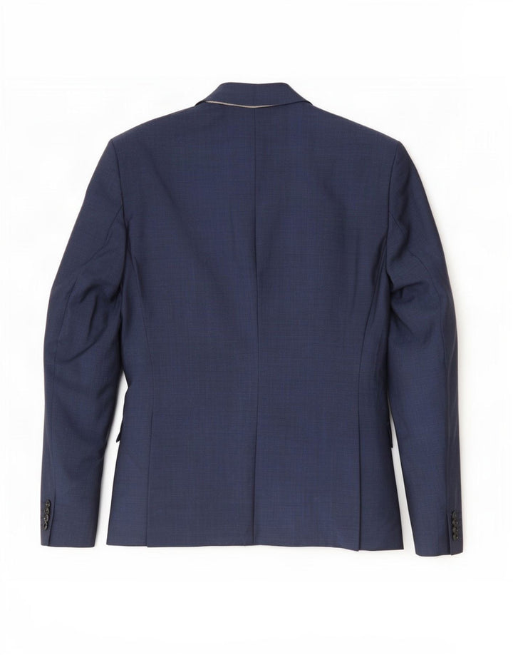 Zara Veste Blazer 2 Boutons Homme EU 52 Grande Laine Bleu Marine