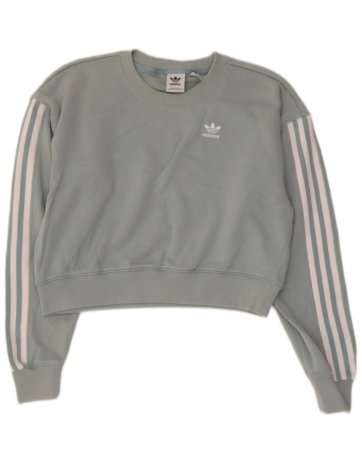 Adidas Sweat-shirt court surdimensionné pour femme UK 6 XS Bleu coton