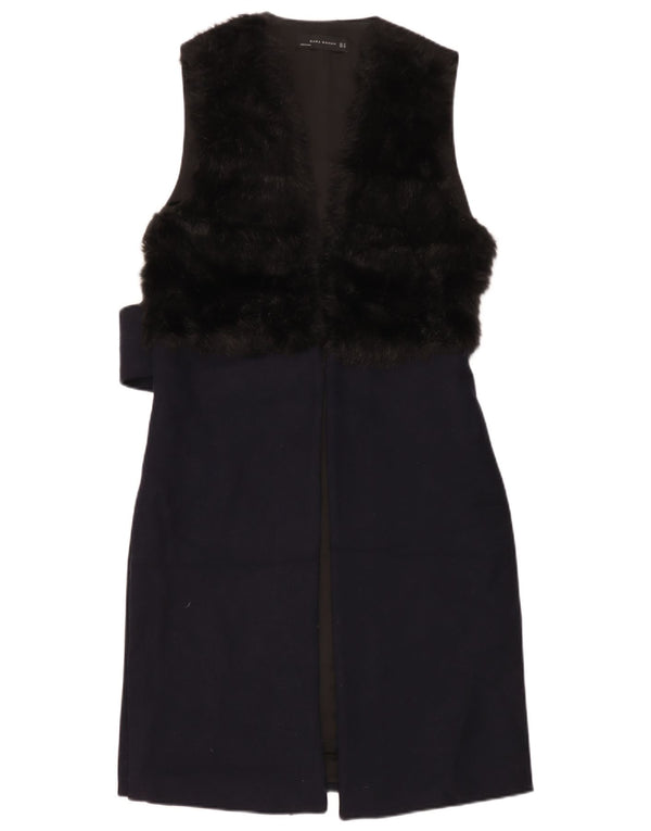 Zara Robe fourreau sans manches pour femme UK 10 Petite laine colorblock bleu marine