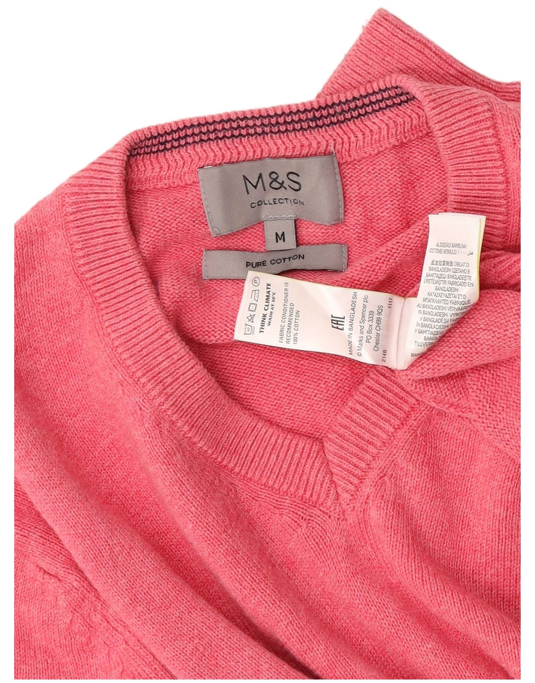 Marks & Spencer Pull Col V Homme Rose Moyen Coton