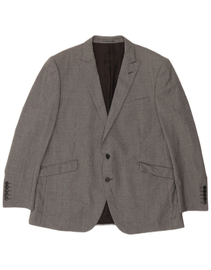 Marks & Spencer Veste blazer à 2 boutons pour homme UK 46 3XL Gris pied-de-poule en laine