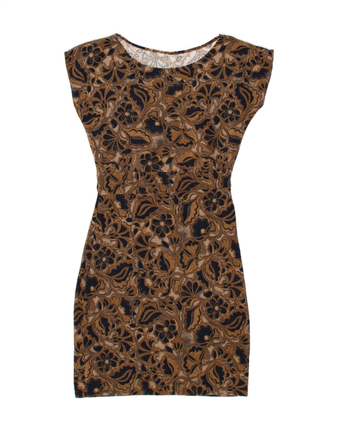 VINTAGE Womens Sheath Dress UK 12 Medium Brown Floral Vintage Vintage and Second-Hand Vintage from Messina Hembry 