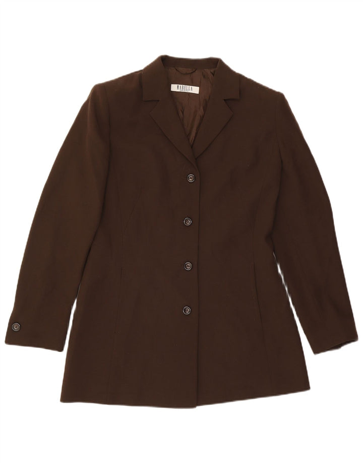 Marella Veste Blazer 4 Boutons pour Femme UK 12 Marron Moyen Laine Classique
