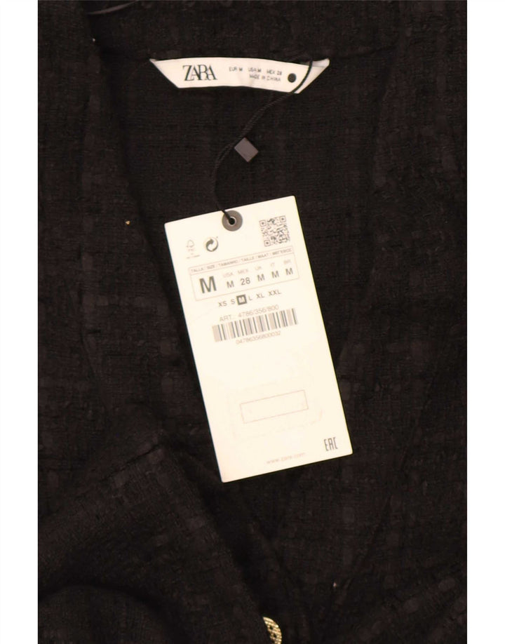 Zara Veste Blazer 6 Boutons Femme UK 14 Polyester Noir Moyen à Carreaux