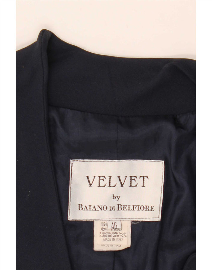 vintage Femme 3 Bouton Blazer Veste IT 46 Grand Bleu Marine Acétate