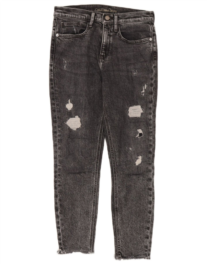 Calvin Klein Jean court skinny effet vieilli pour femme W27 L26 Gris