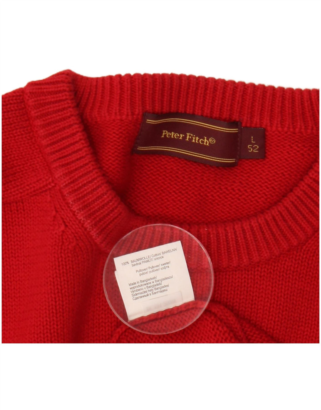 Peter Fitch Pull à col rond pour homme en coton rouge Taille L