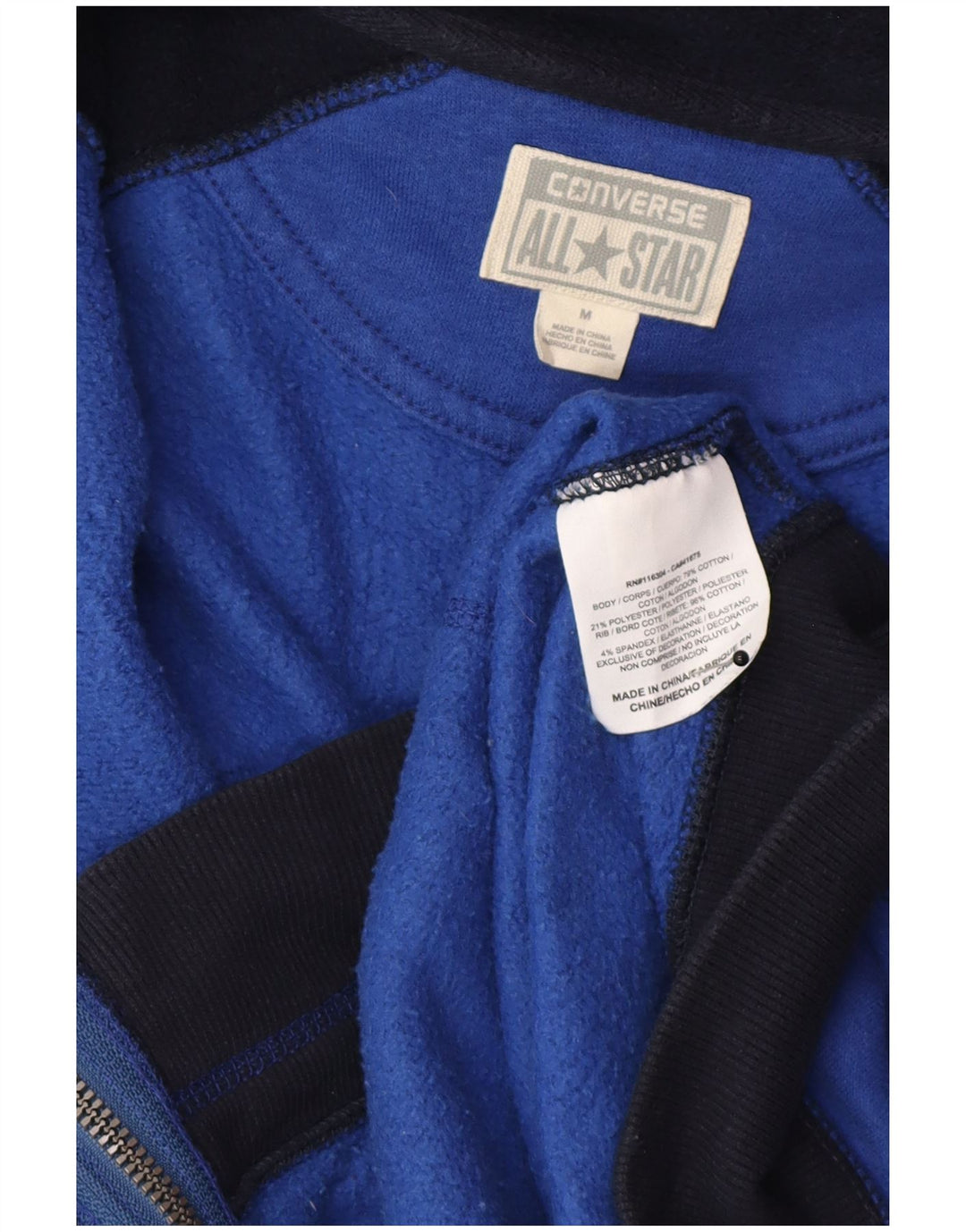 Converse Sweat à Capuche Graphique Zippé Homme Bleu Marine Moyen Colourblock