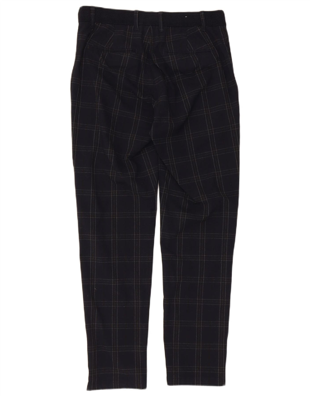 ZARA Pantalon Chino Slim Homme Petit W30 L29 Bleu Marine à Carreaux Polyester