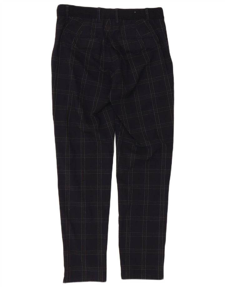 ZARA Pantalon Chino Slim Homme Petit W30 L29 Bleu Marine à Carreaux Polyester
