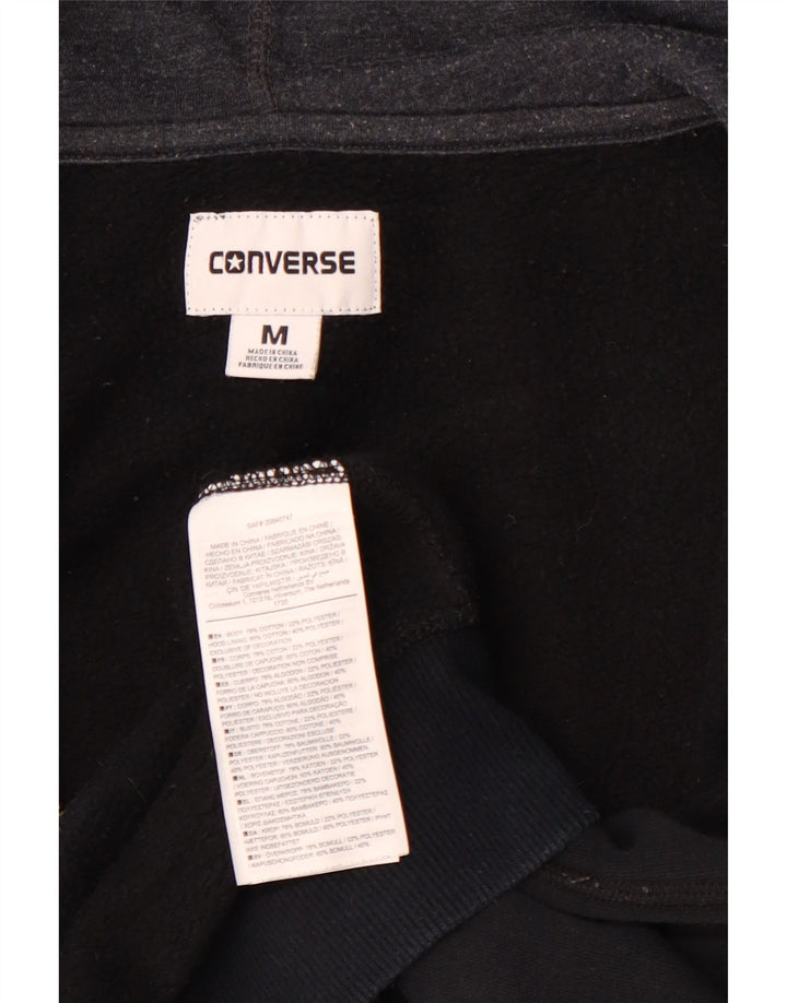 CONVERSE Pull à capuche zippé Chuck Taylor pour femme UK 14 Coton noir moyen