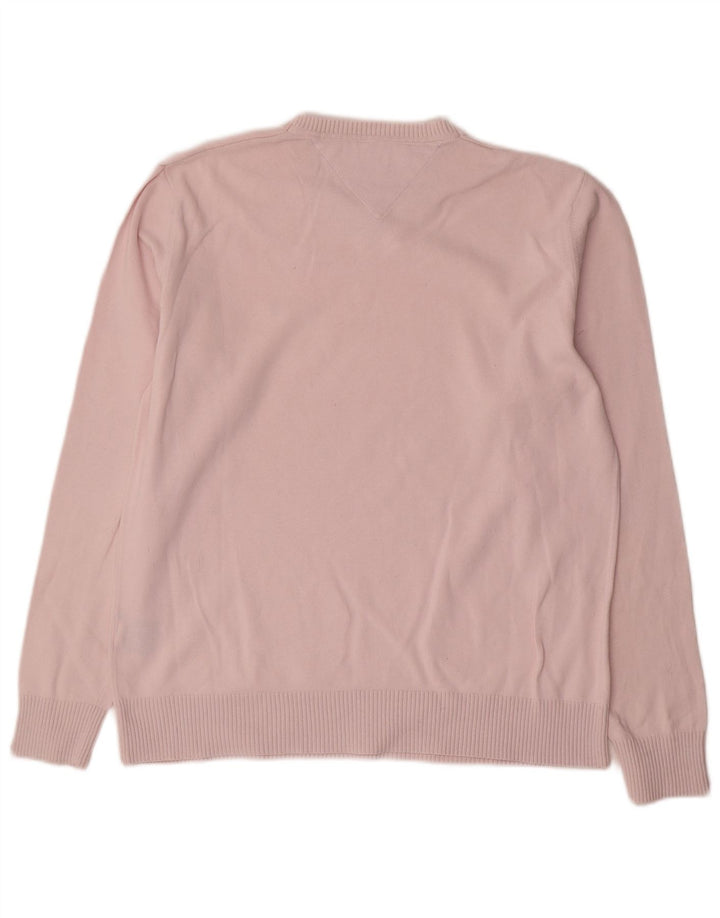 Tommy Hilfiger Pull Col V Homme Rose Moyen Coton