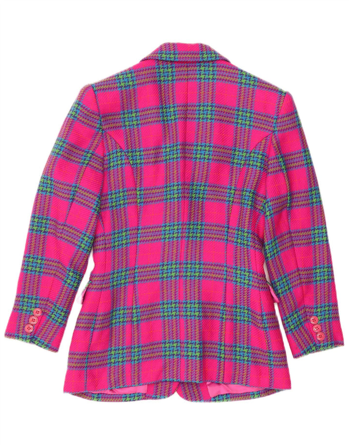 Figure Veste blazer à 3 boutons pour femme UK 44 en laine à carreaux rose moyen