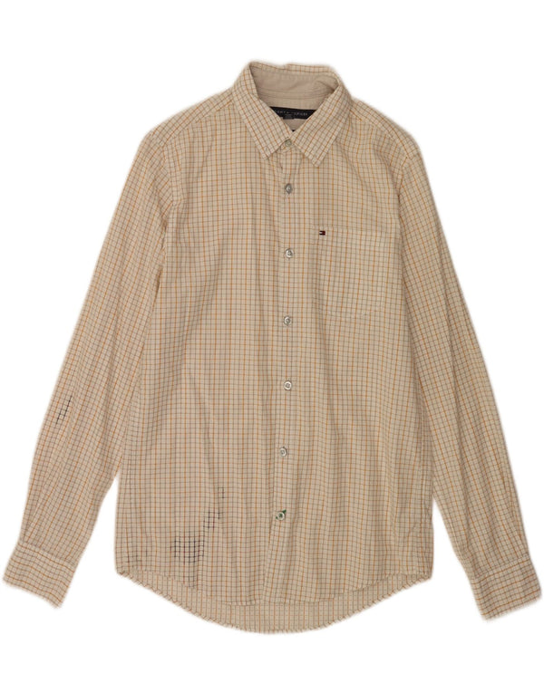 Tommy Hilfiger Chemise New York Fit Homme Petit Carreau Beige Coton