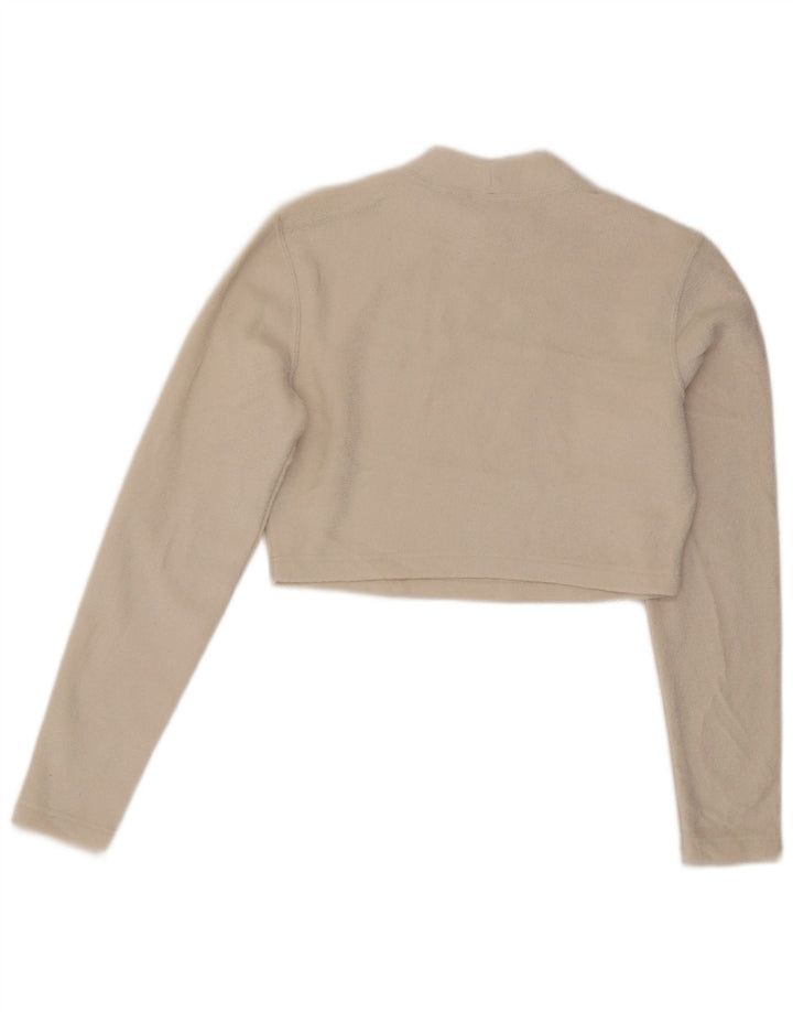 Nike Haut court en velours à manches longues pour femme UK 12 Medium Off White Polyester