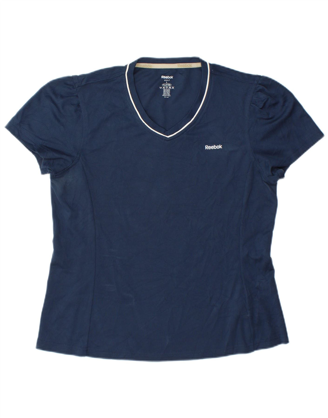 Reebok T-Shirt Femme Top UK 14 Large Bleu Marine Polyester
