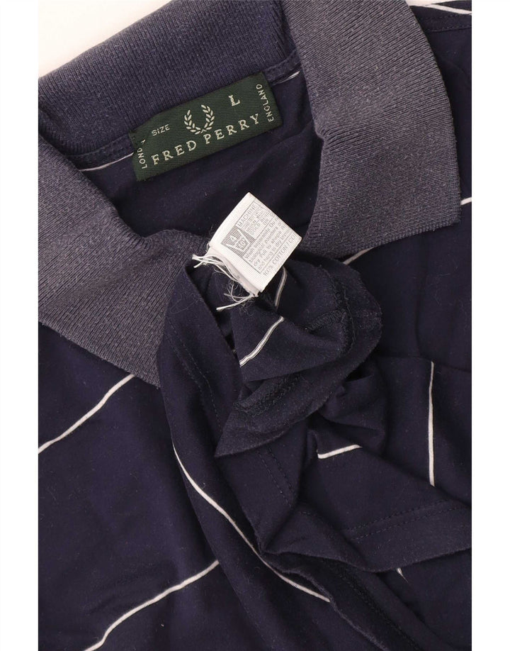 Fred Perry Polo Homme Large Bleu Marine Rayé Coton
