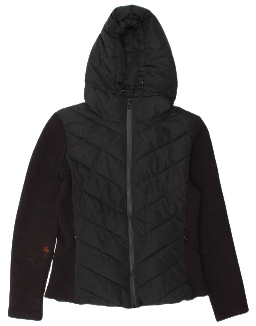 Zara Veste rembourrée à capuche pour femme UK 12 Viscose color block noir moyen