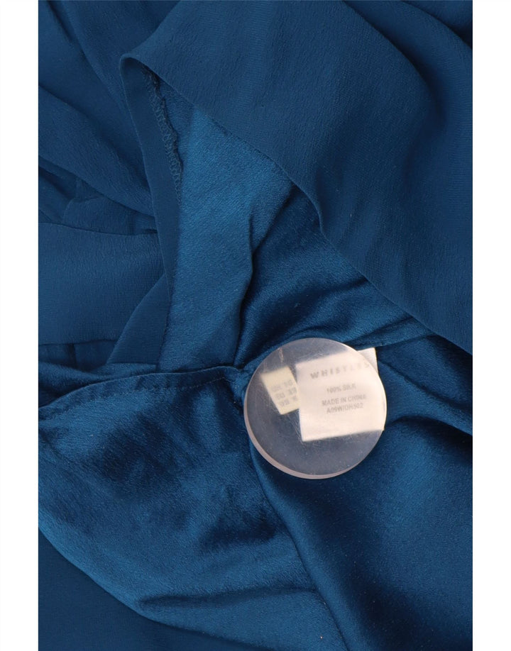 WHISTLES Robe bulle sans manches pour femme UK 10 Petite soie bleue