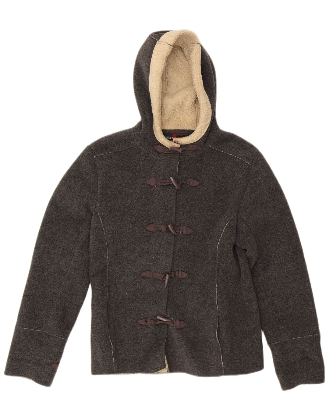 Veste polaire Sherpa à capuche femme vintage UK 8 petit polyester gris