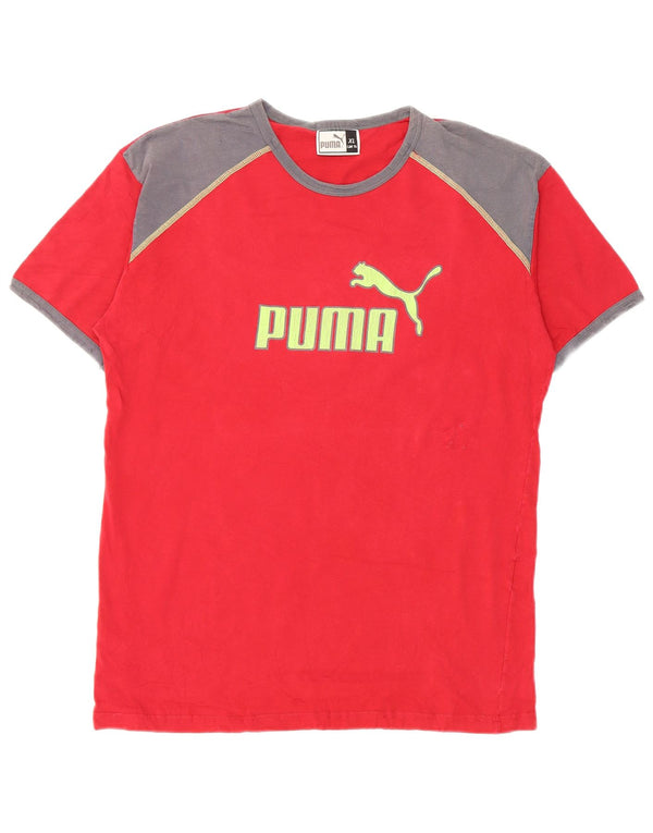 Puma T-Shirt Graphique Top XL Homme Rouge Colorblock Cotton