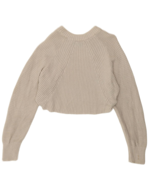 Topshop Pull court surdimensionné à col rond pour femme UK 12 Blanc moyen
