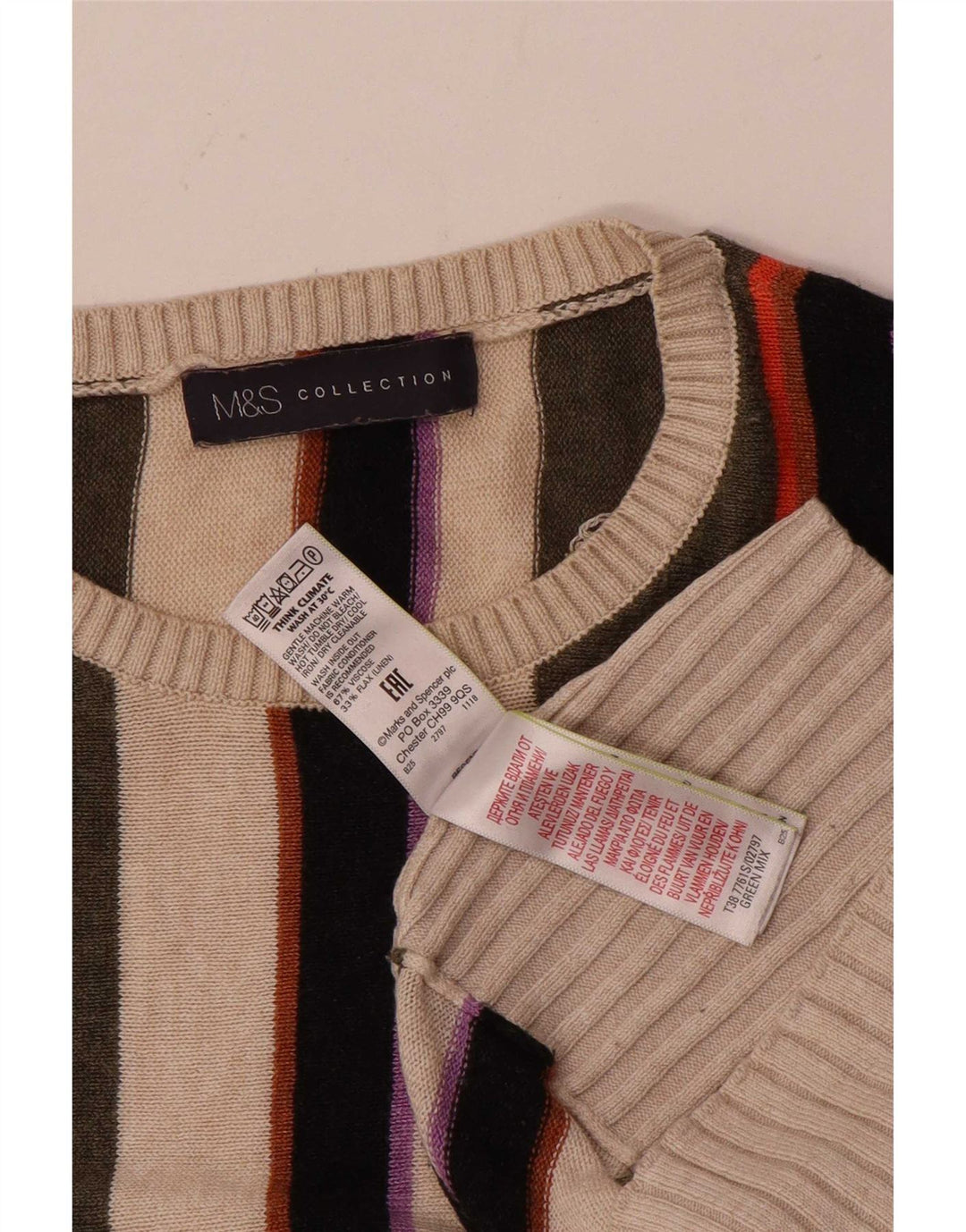 Marks & Spencer Pull ras du cou pour femme UK 14 Medium Multicolore
