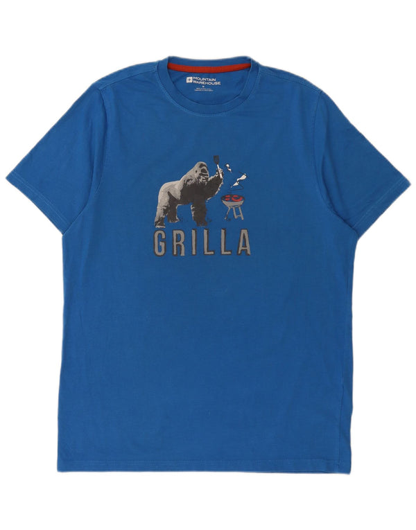 Mountain Warehouse Mens Regular Graphic T-Shirt Top Medium Blue Cotton