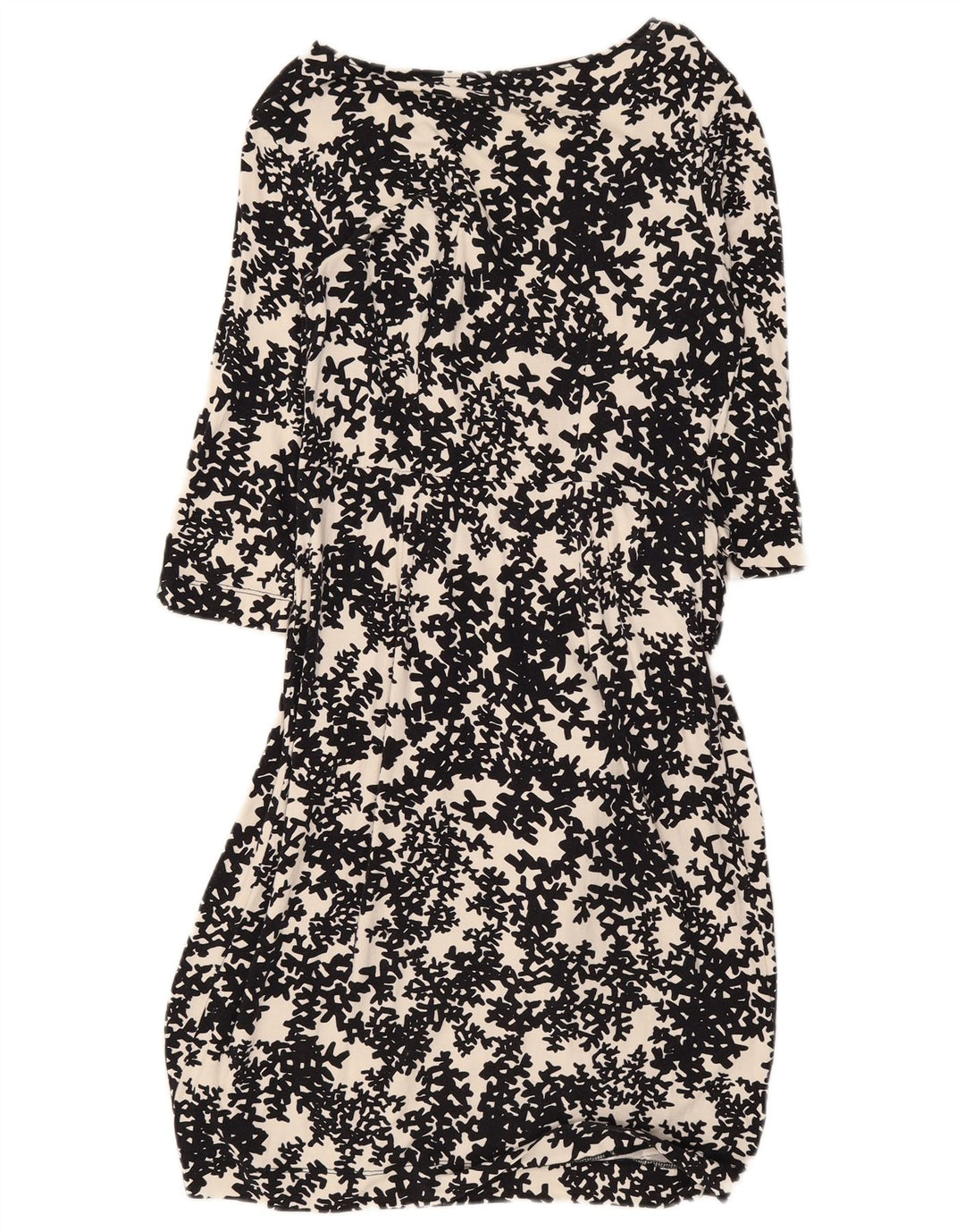 Hobbs Robe basique à manches 3/4 pour femme UK 40 Petite viscose florale noire
