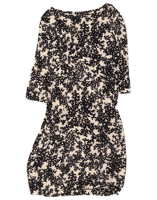 Hobbs Robe basique à manches 3/4 pour femme UK 40 Petite viscose florale noire