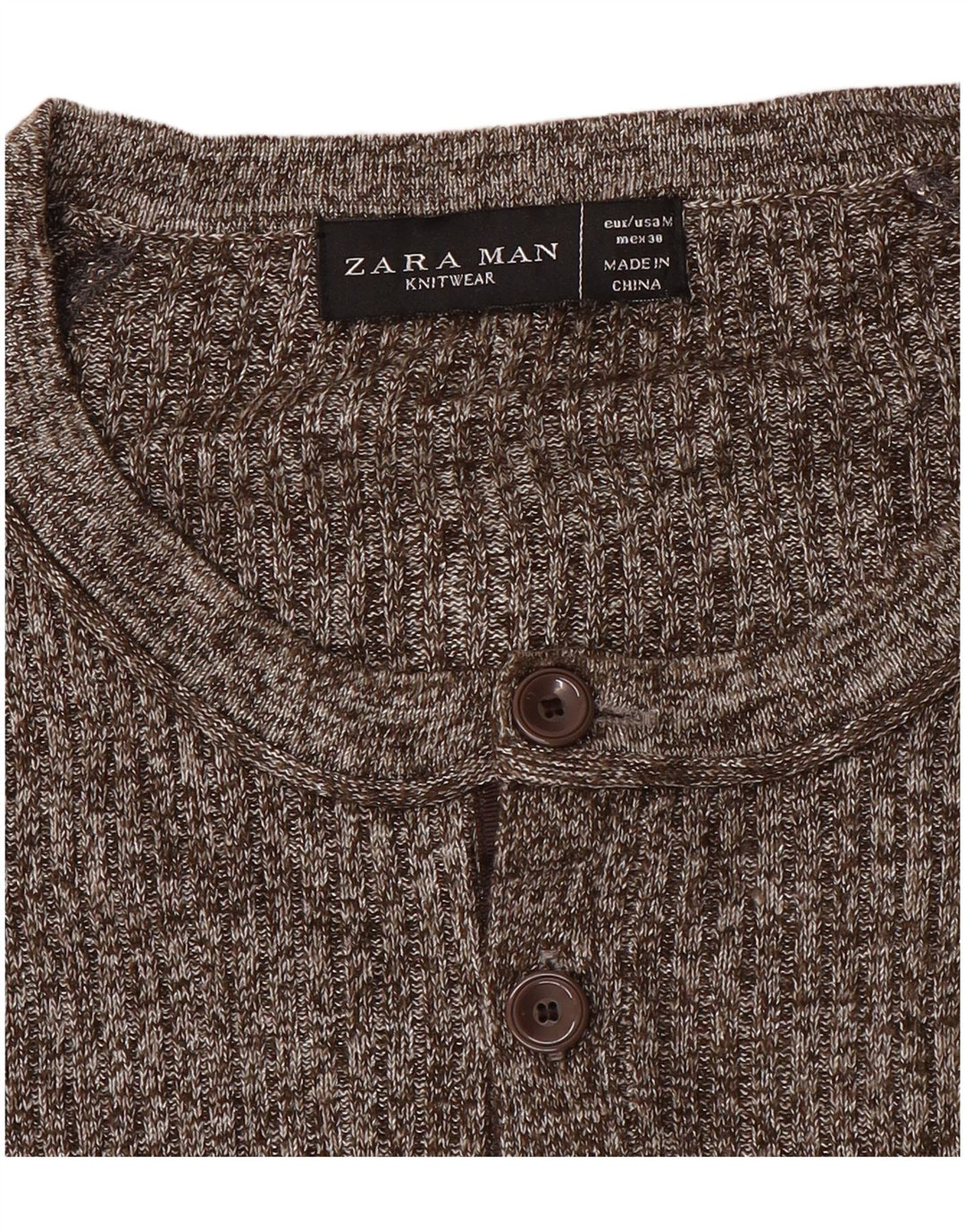 Zara Pull Col Bateau Homme Marron Moyen Moucheté