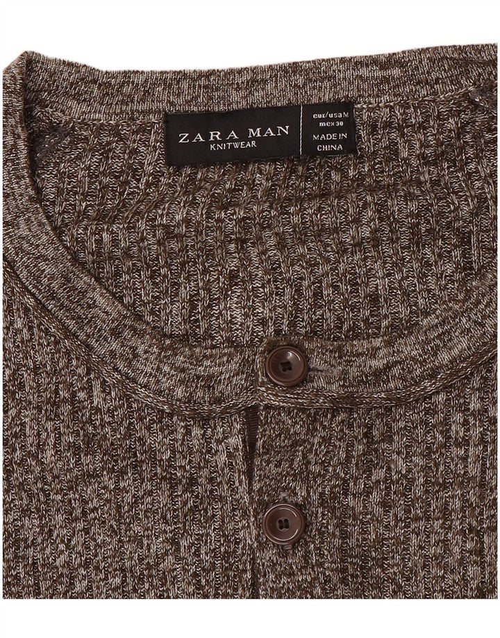 Zara Pull Col Bateau Homme Marron Moyen Moucheté
