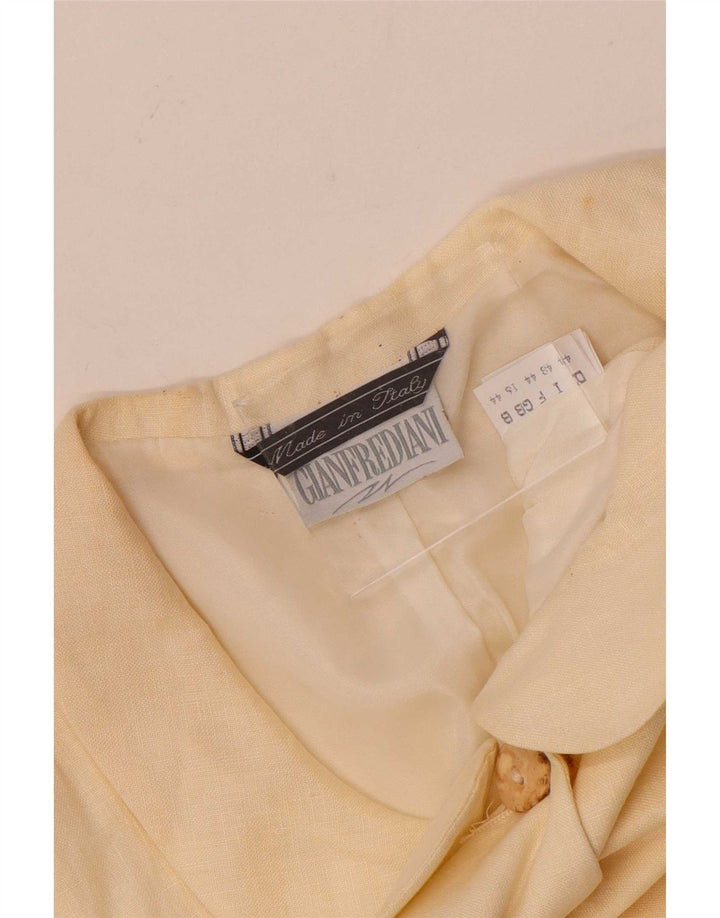 Gianfrediani Veste blazer à manches courtes 4 boutons pour femme UK 16 Large Beige