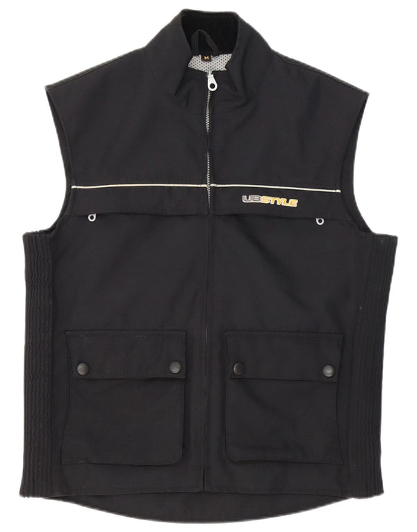 vintage Mens Utility Gilet UK 38 Moyen Noir