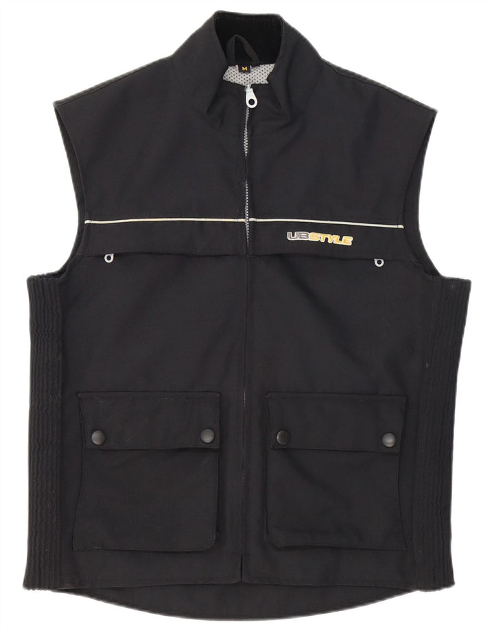 vintage Mens Utility Gilet UK 38 Moyen Noir