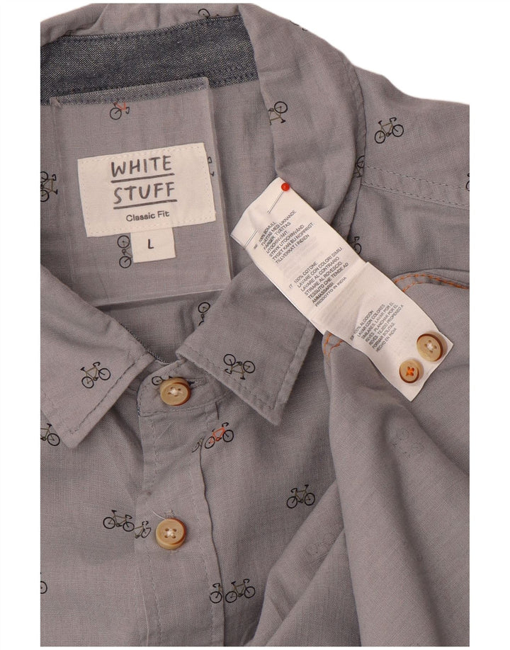 Chemise White Stuff Homme Coupe Classique à Motif Abstrait Large Gris Coton